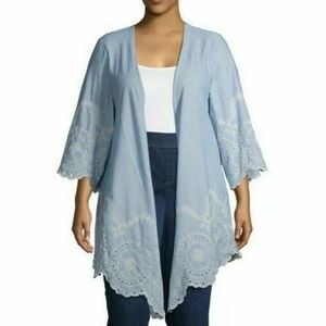 Eyelet Kimono Small/Medium Casual Embroidered Lagenlook beachy Coastal Modest